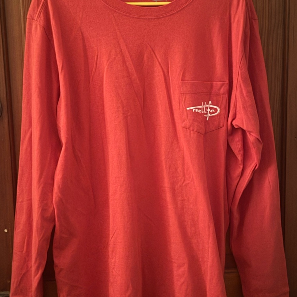 Reel Life Men's Red Long Sleeve Cotton Tee